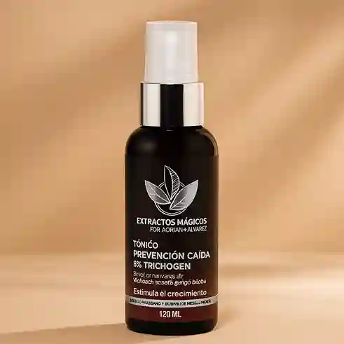 Tónico capilar para prevenir caída del cabello con TRICHOGEN 8%, extractos naturales y envase oscuro de 120 ml